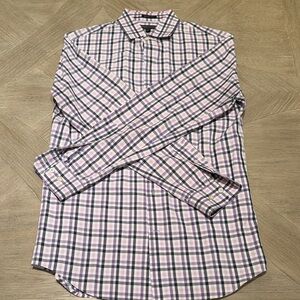 Banana Republic Men's Checkered Shirt - Purple, White, and Black